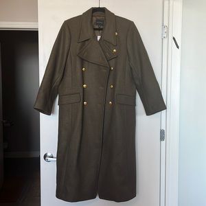 Banana Republic olive green military coat (“Cian Melton Greatcoat”)